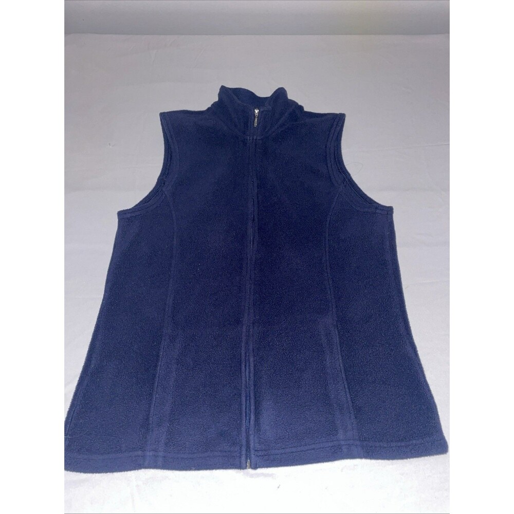 L.L.Bean Navy Fleece Vest Womens M-Reg Old Money Preppy Coastal Minimalist